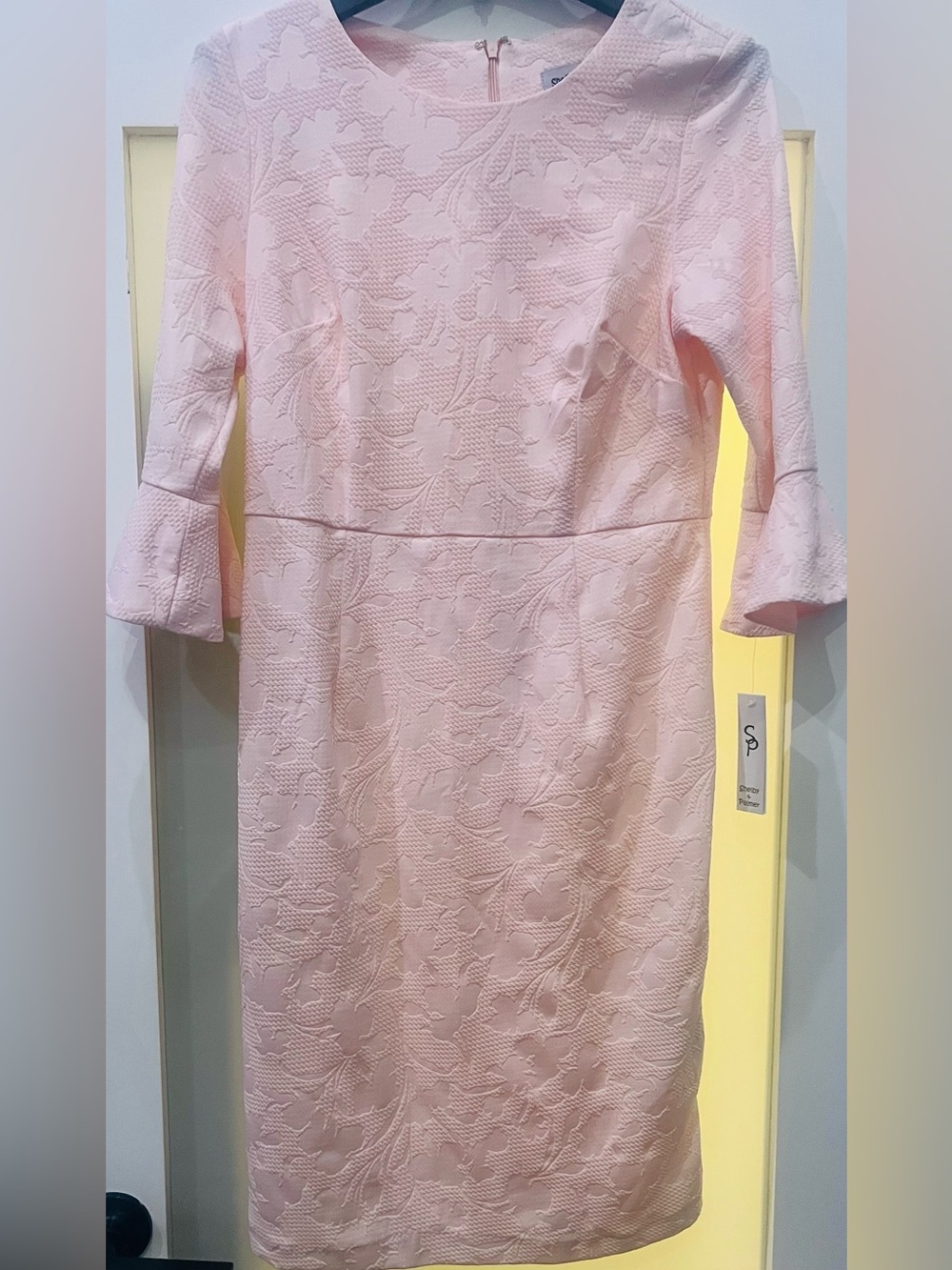 BRAND NEW SHELBY & PALMER Women's Pink Textured Floral Sheath Dress Size 8